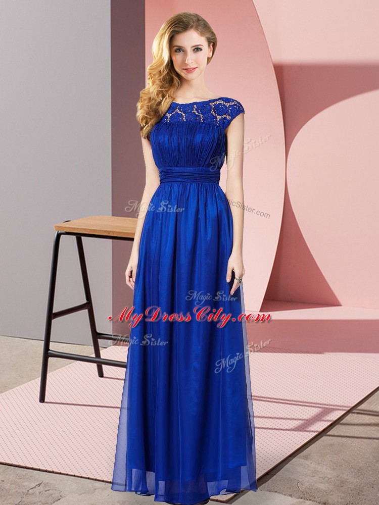 Flirting Royal Blue Zipper Scoop Lace Evening Dress Tulle Sleeveless