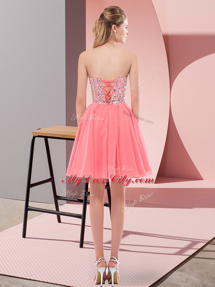Exceptional Chiffon Sleeveless Mini Length Prom Gown and Beading