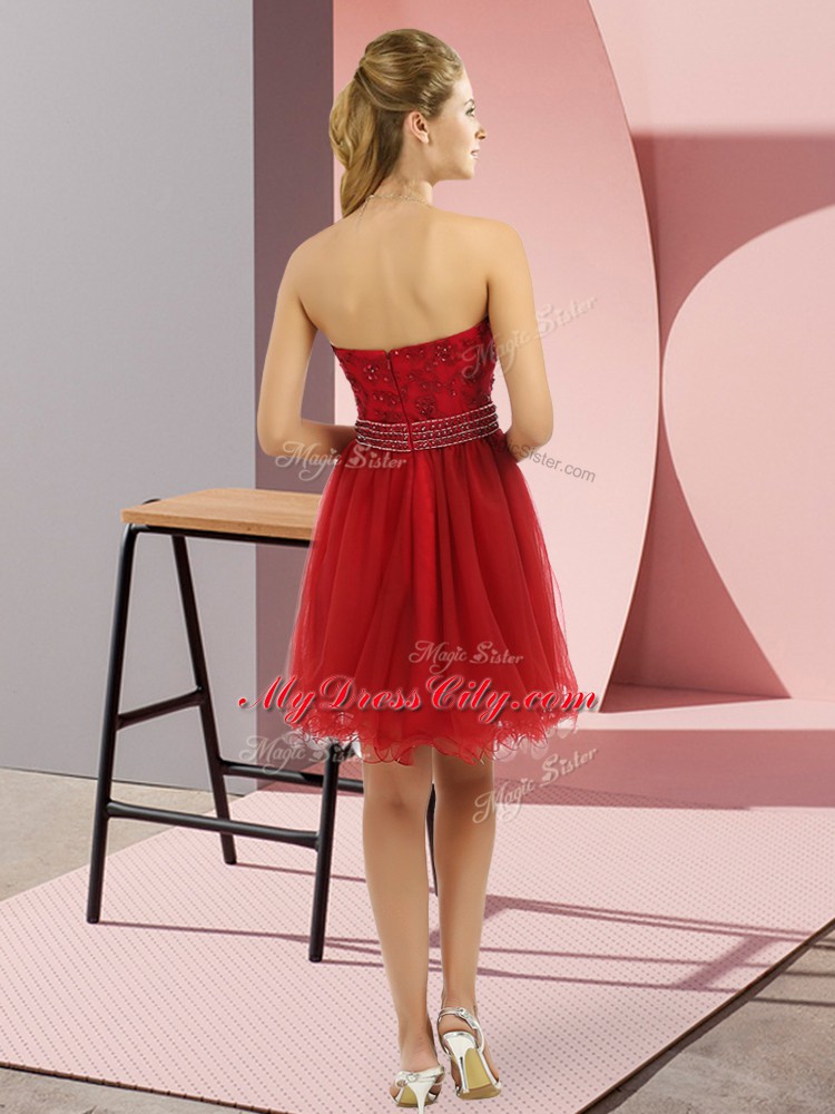 Fuchsia Sweetheart Neckline Beading Prom Gown Sleeveless Zipper