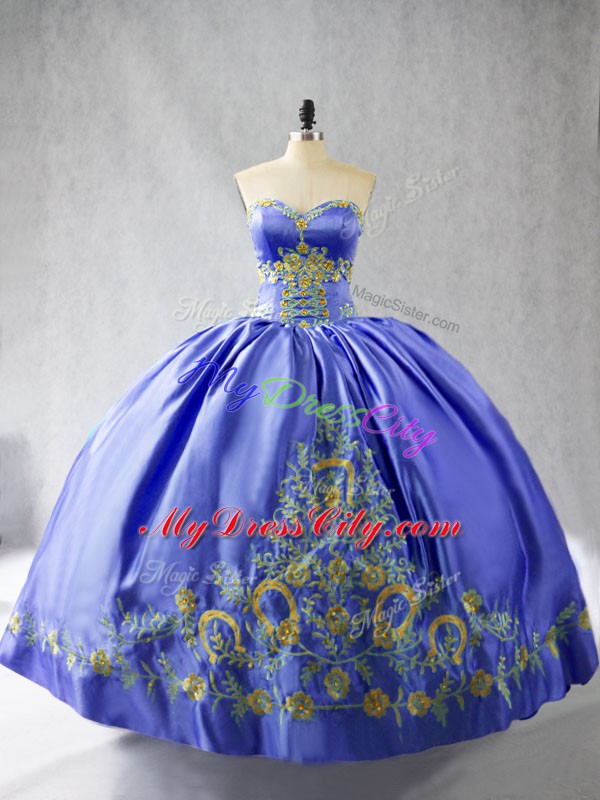 Purple Quinceanera Gowns Sweet 16 and Quinceanera with Embroidery Sweetheart Sleeveless Lace Up