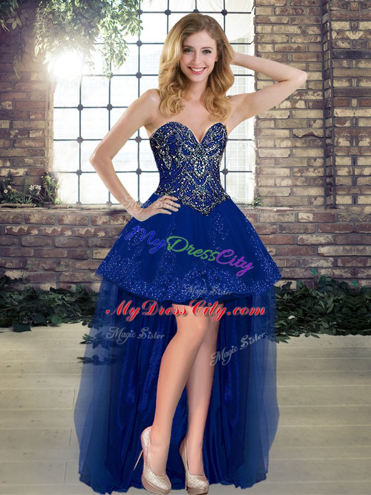 Royal Blue Sleeveless Beading and Appliques Floor Length Sweet 16 ...