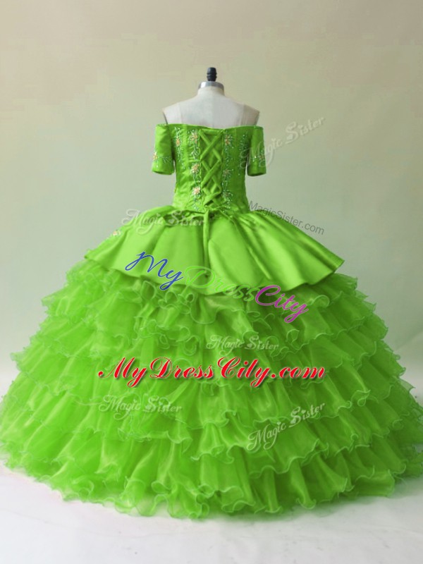 Embroidery and Ruffled Layers Sweet 16 Quinceanera Dress Lace Up Sleeveless Floor Length