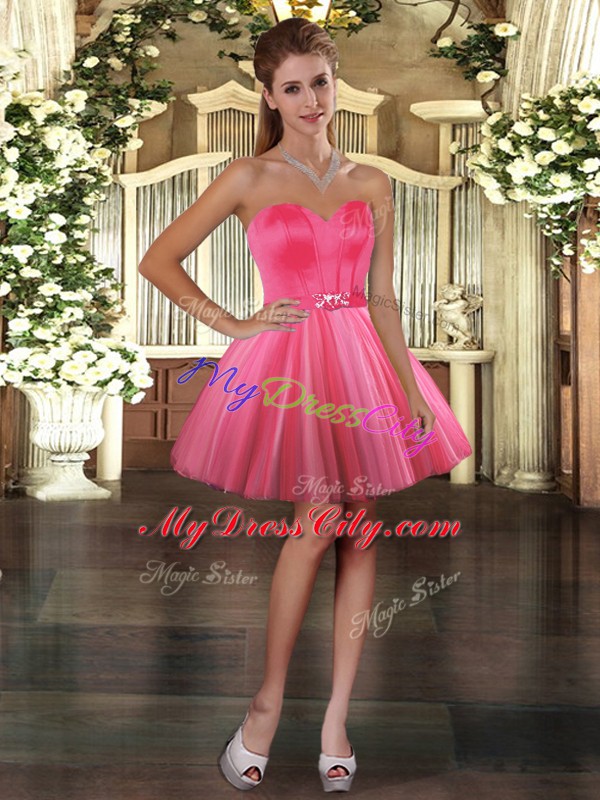 Luxurious Sweetheart Sleeveless Lace Up Prom Dress Coral Red Tulle