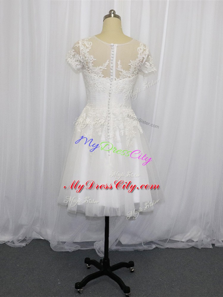 Best Selling Short Sleeves Lace Zipper Wedding Dress