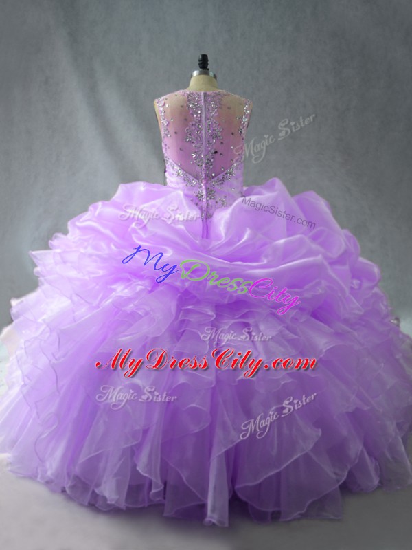 Popular Straps Sleeveless Zipper 15 Quinceanera Dress Lavender Organza