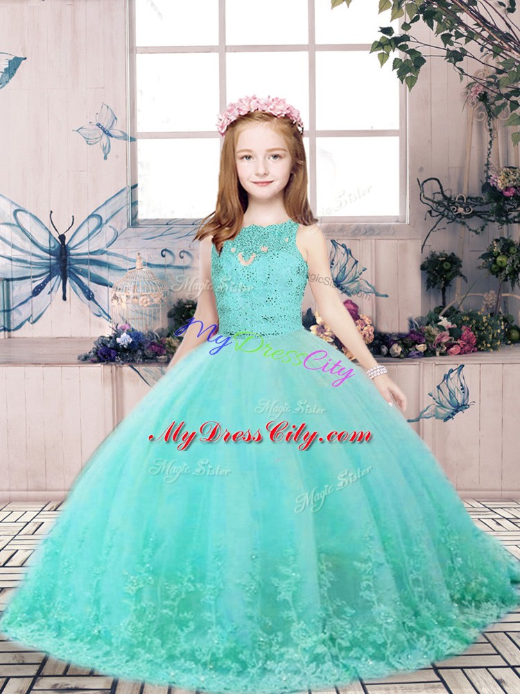 Aqua Blue Little Girls Pageant Dress Party and Wedding Party with Lace ...