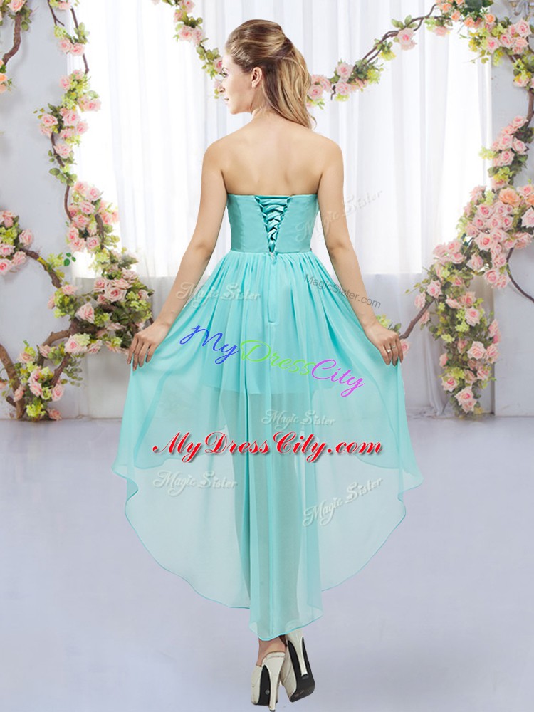 Sleeveless Lace Up High Low Beading Dama Dress for Quinceanera