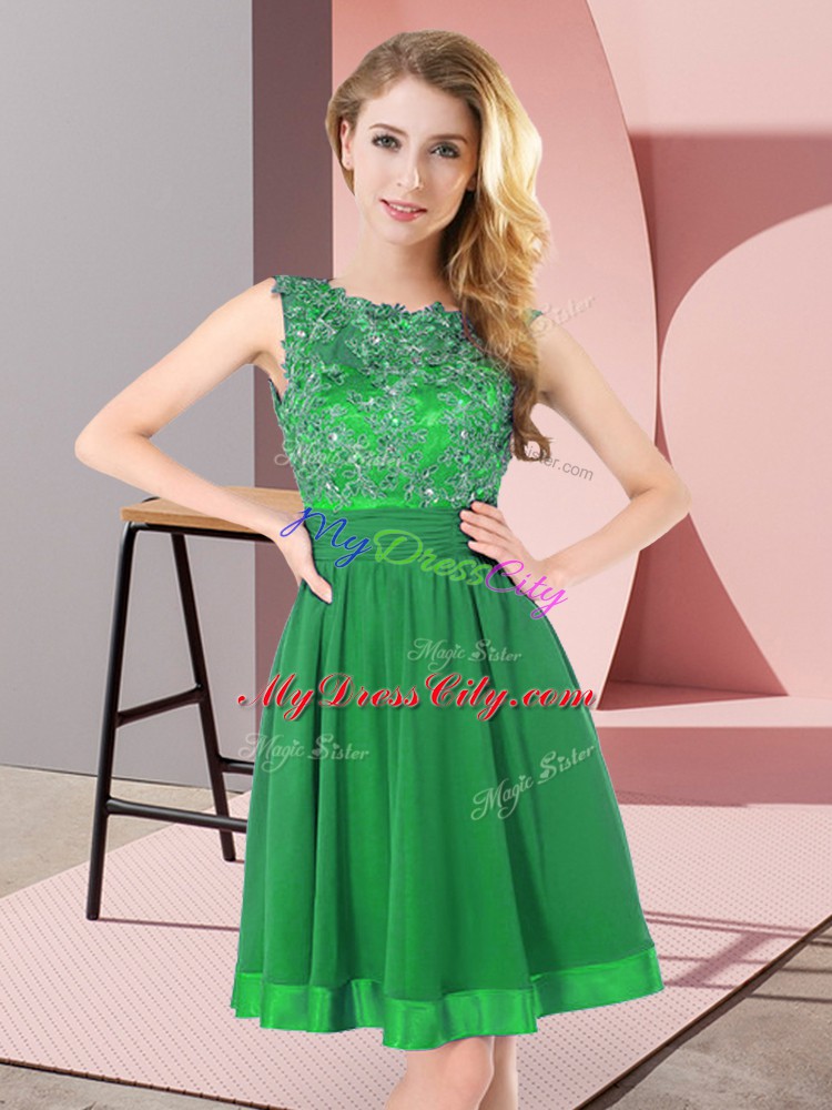 Customized Green Sleeveless Chiffon Backless Quinceanera Dama Dress for Wedding Party