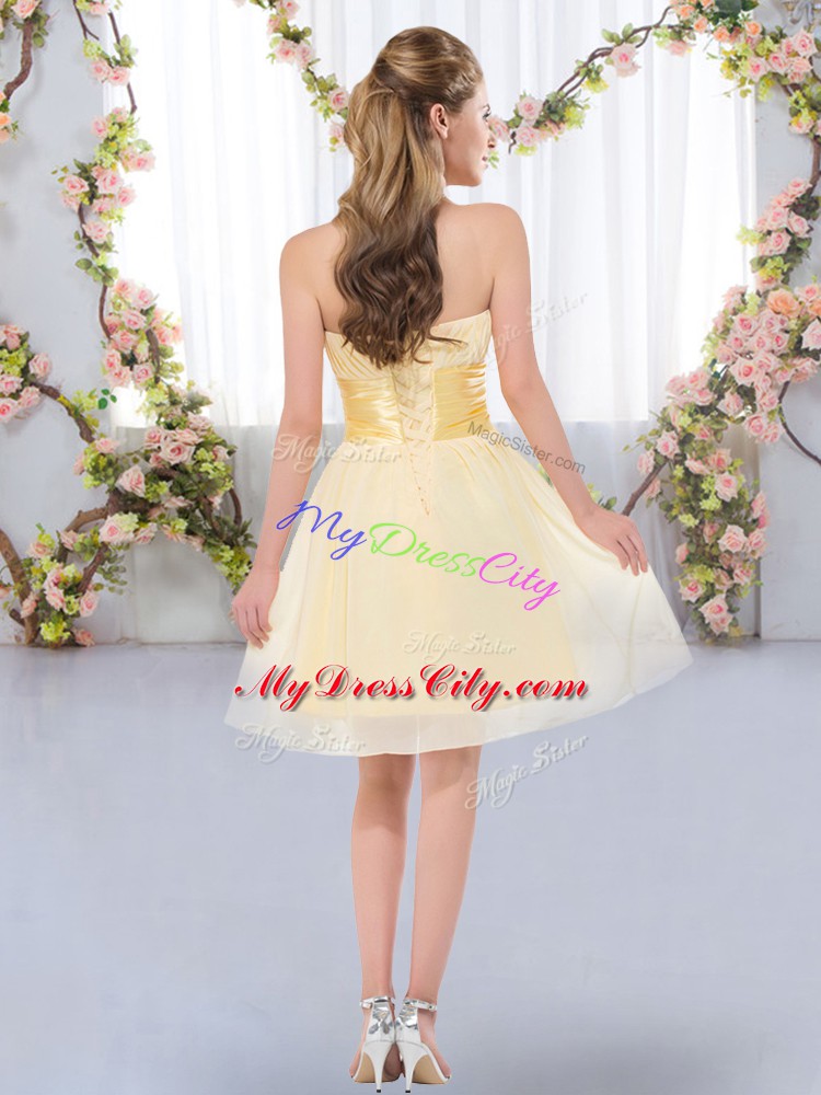 Yellow Sleeveless Belt Mini Length Dama Dress