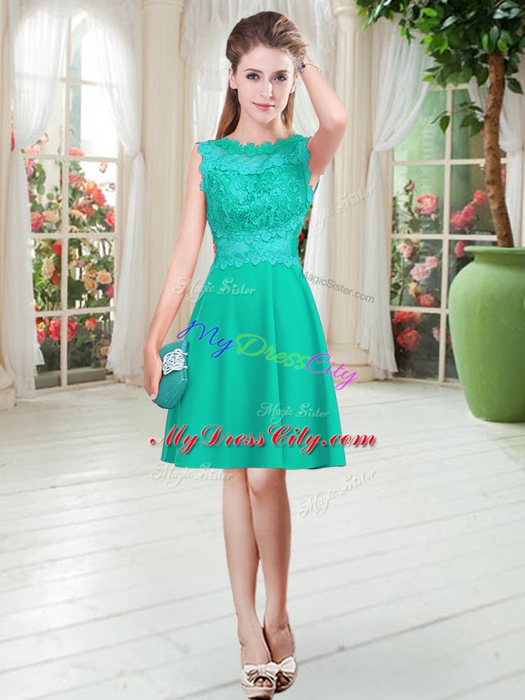 Turquoise Sleeveless Satin Zipper Prom Party Dress for Prom and Party