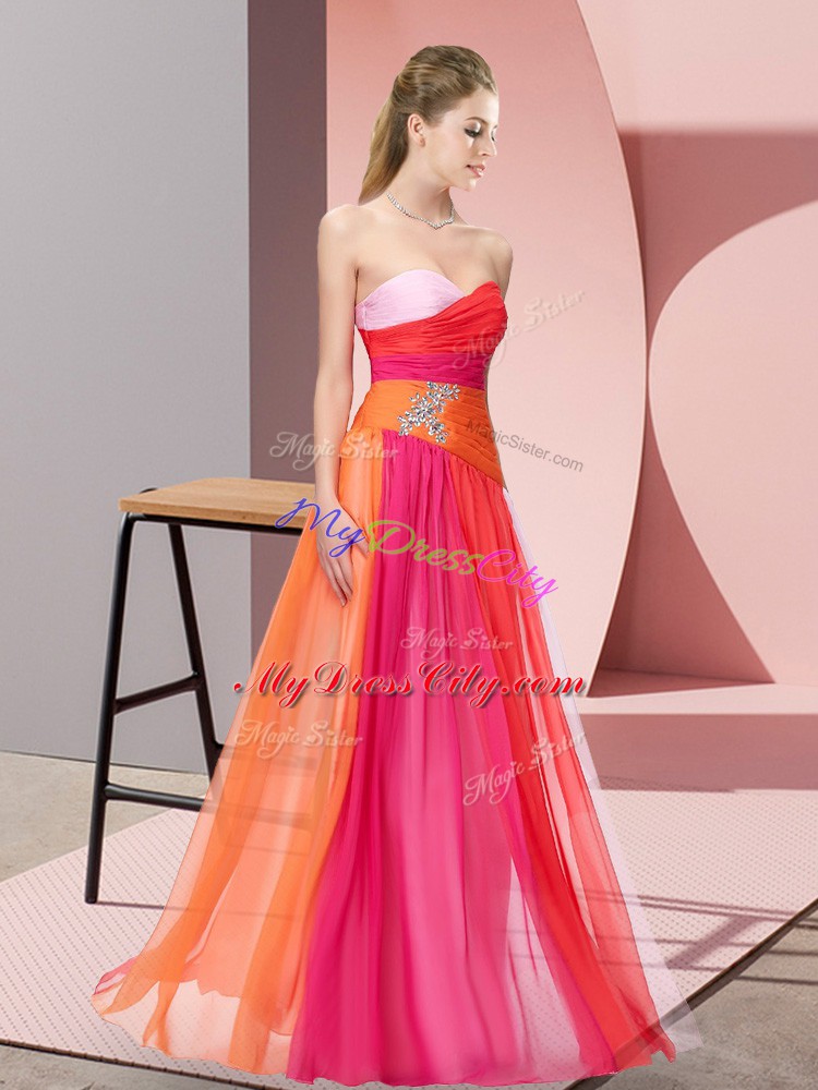 Multi-color Sweetheart Lace Up Beading Evening Dress Sleeveless
