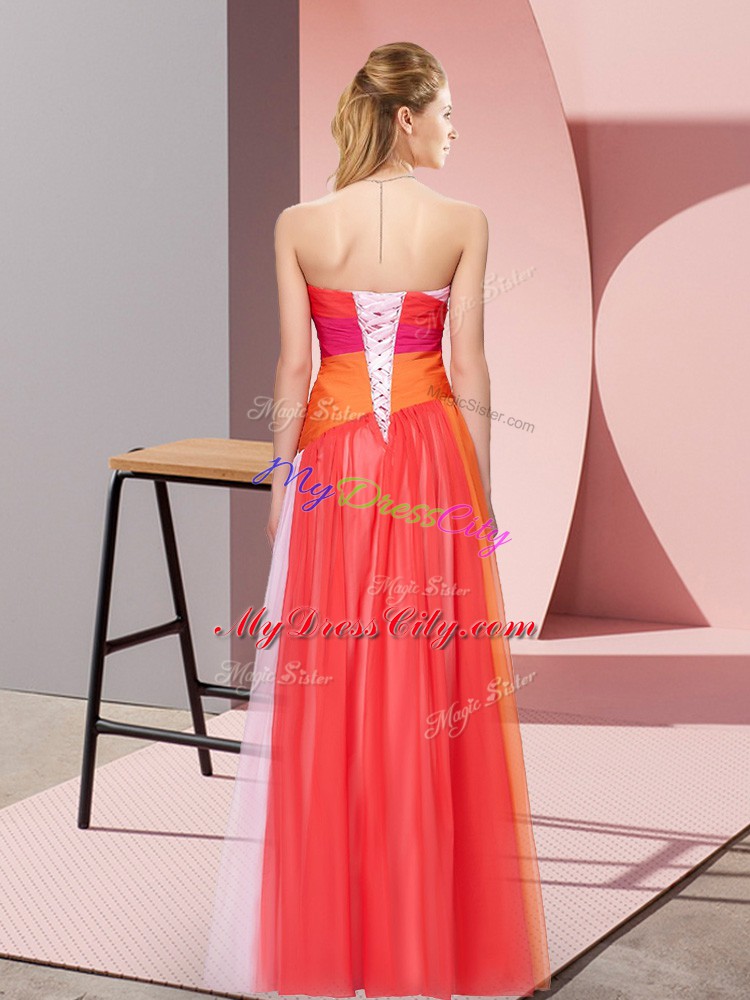 Multi-color Sweetheart Lace Up Beading Evening Dress Sleeveless
