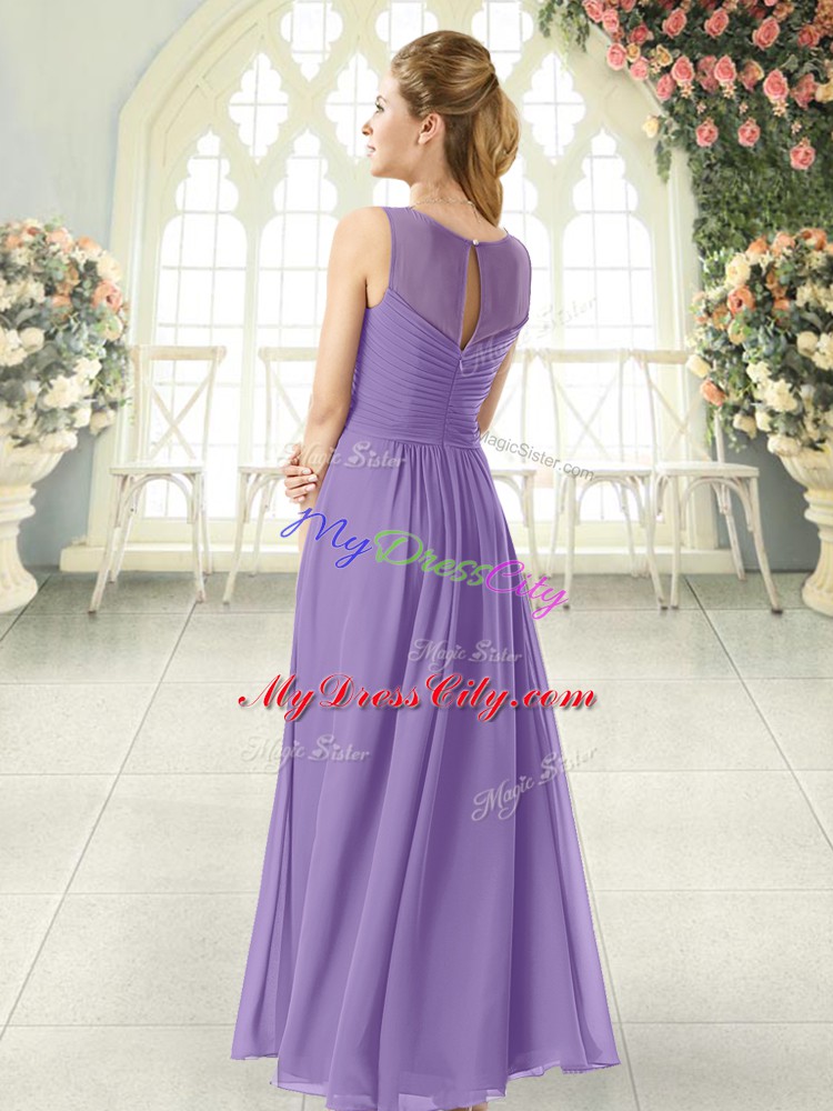 Lavender Scoop Zipper Ruching Dress for Prom Sleeveless