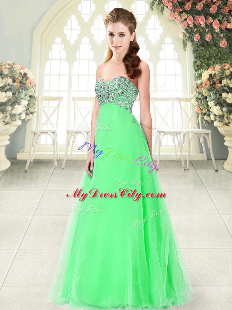 Sweet Green Prom and Party with Beading Sweetheart Sleeveless Lace Up