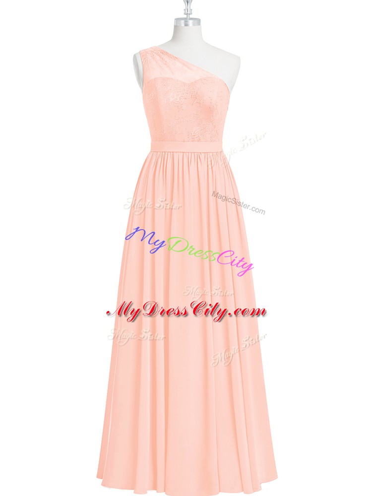 Chiffon Sleeveless Floor Length Prom Party Dress and Lace