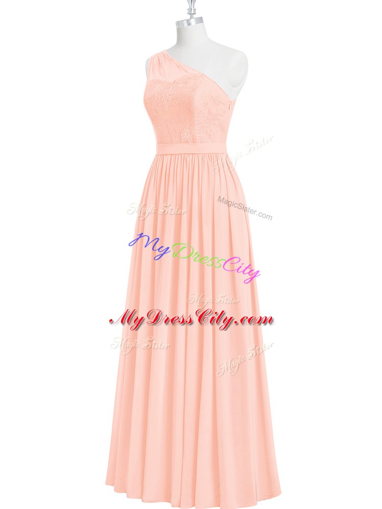 Chiffon Sleeveless Floor Length Prom Party Dress and Lace