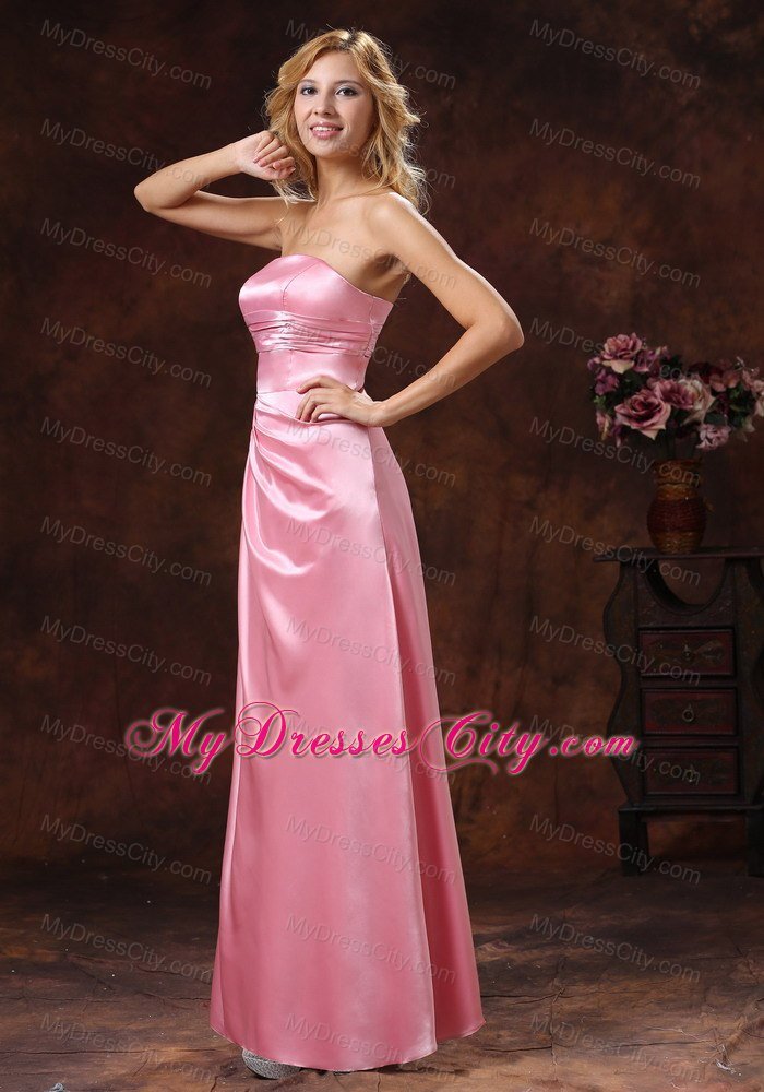 Ruching Bodice Strapless Maternity Bridesmaid Dress For Woman