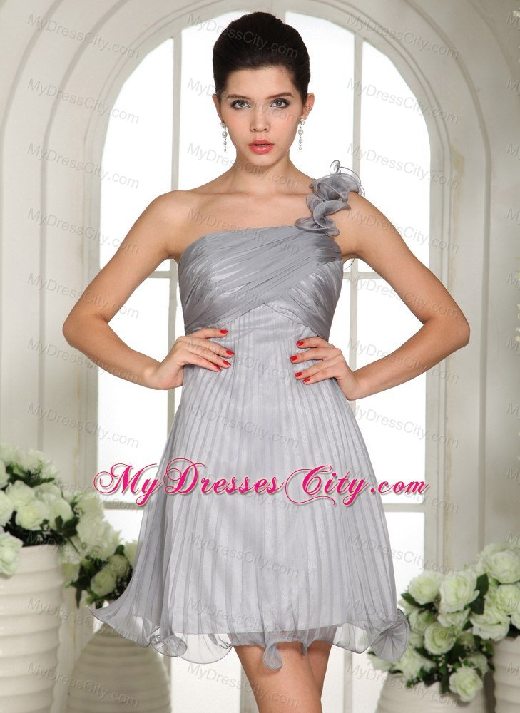 Gray Ruches Flouncing Single Shoulder Bridesmaid Dress