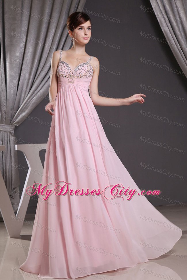 Prom Dress for Empire Pleated Baby Pink Beading Straps