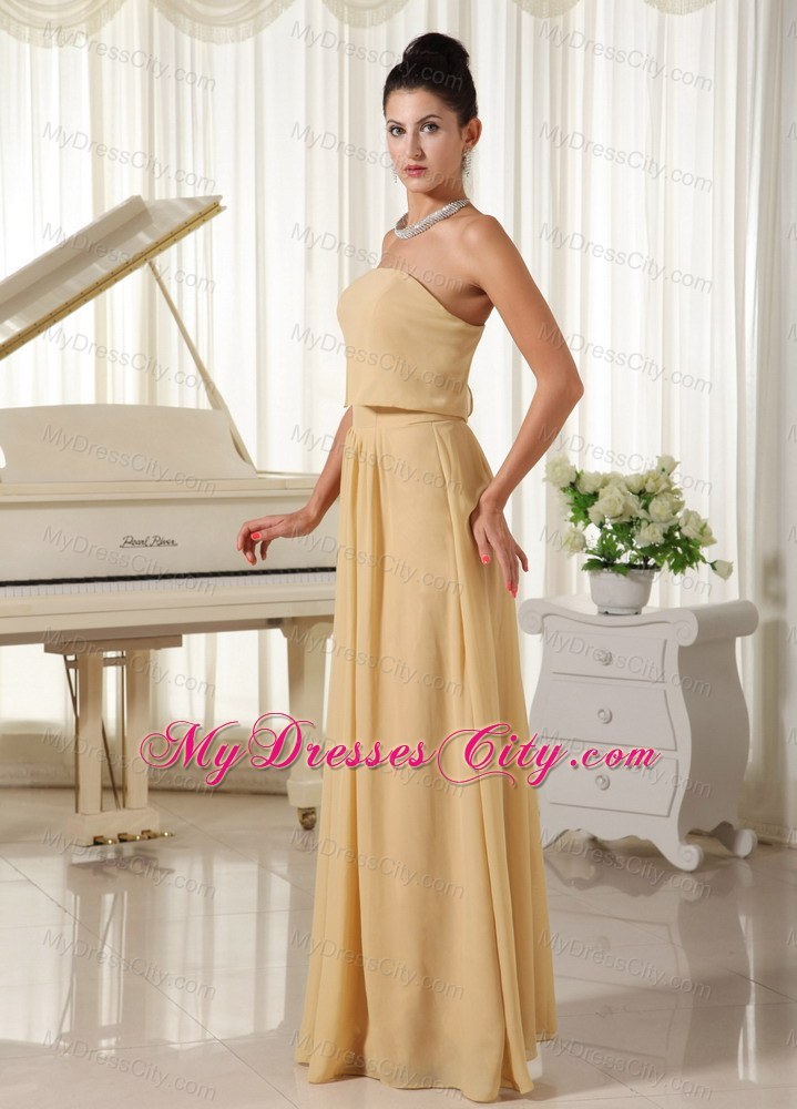 Yellow Strapless Empire Chiffon Floor-length Bridesmaid Dress