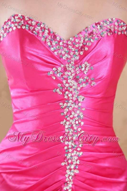 Sweetheart Empire Beading Hot Pink Prom Gown with Train
