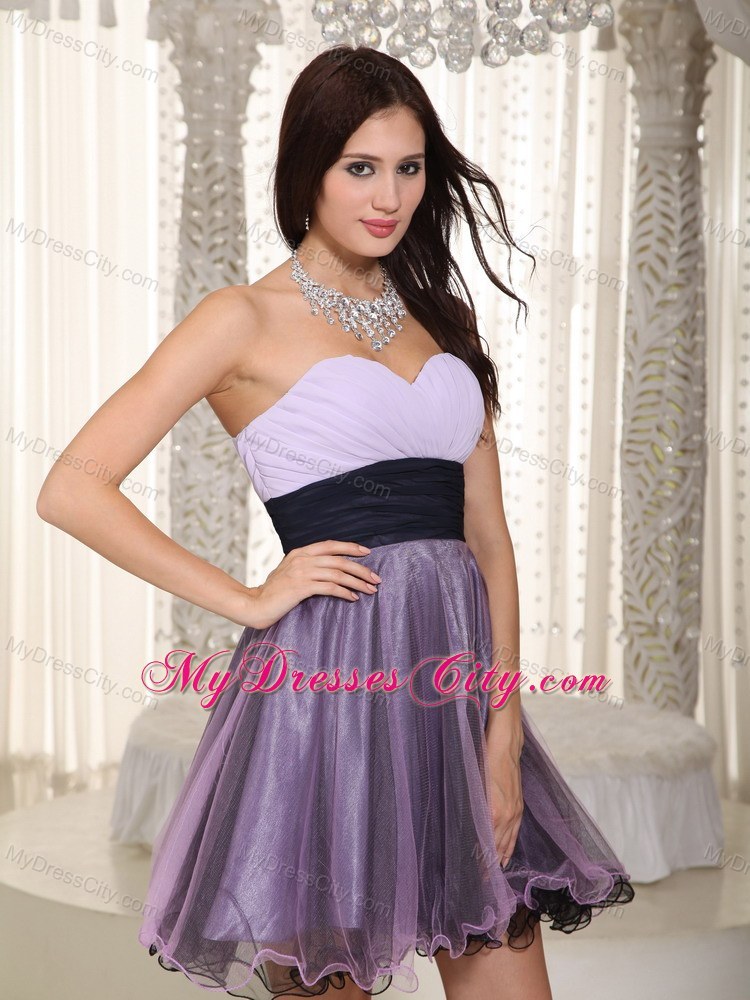 Sweetheart Purple Princess Organza Mini Cocktail Dress