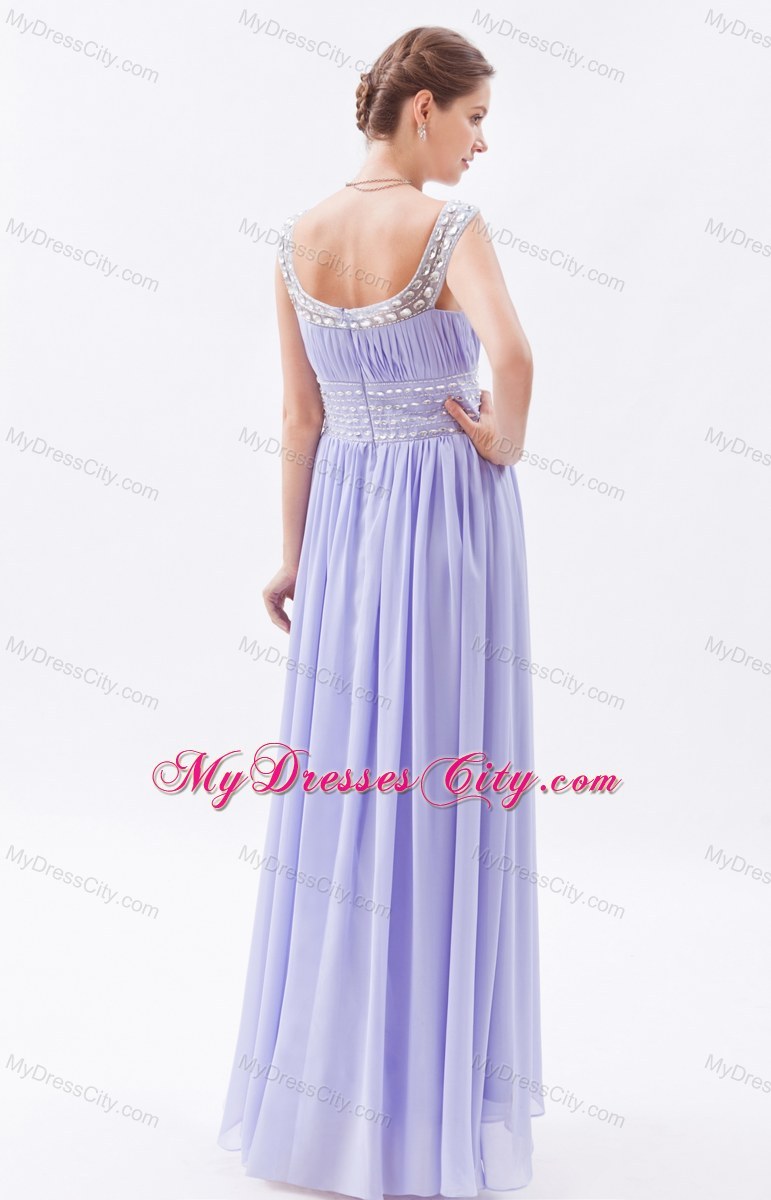 Lilac Column Beaded Scoop Prom Dress for Ladies