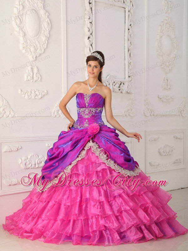 New Style Strapless Appliques Tiered Quinceanera Dress for Girl ...