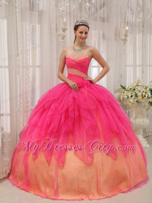 Strapless Beading Colorful Sweet 15 Dresses For Custom Made