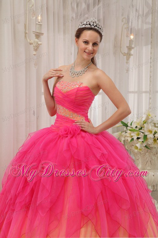Strapless Beading Colorful Sweet 15 Dresses For Custom Made
