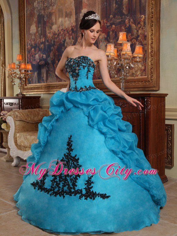 2013 Popular Teal Strapless Beading Quinceanera Dress with Bubbles