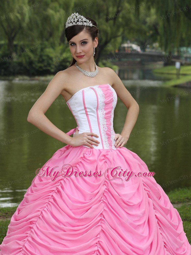 2013 Exquisite Pick-ups Rose Pink and White Sweet 16 Dress