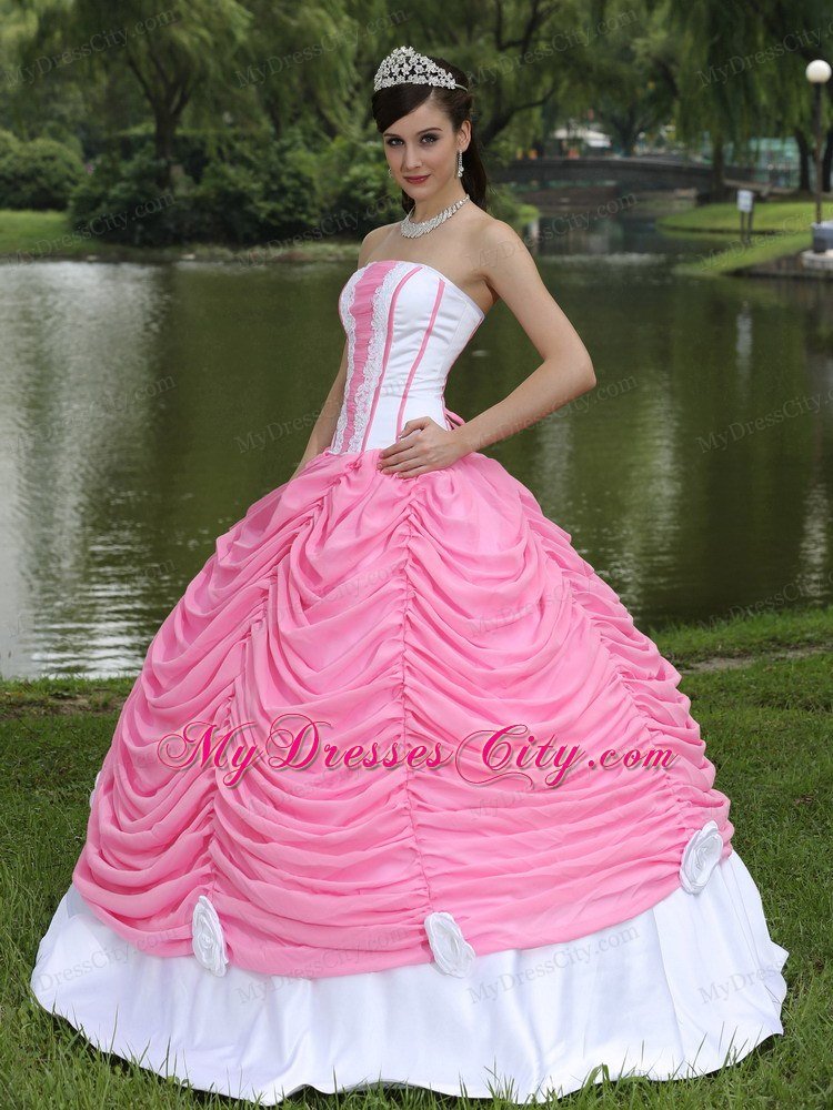 2013 Exquisite Pick-ups Rose Pink and White Sweet 16 Dress