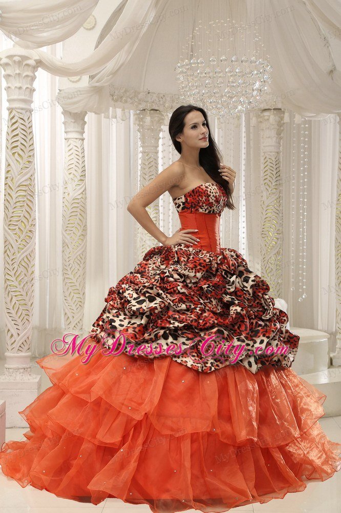 Puffy Leopard Ruffled Layers Quinceanera Dress in Party 2013