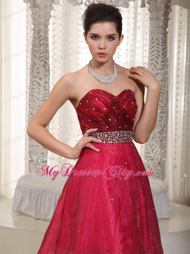 High-low Pink and Wine Red Sweetheart Celebrity Dresses Beading