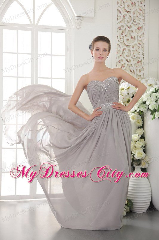Grey Sweetheart Brush Beaded Prom Dress with Back Out