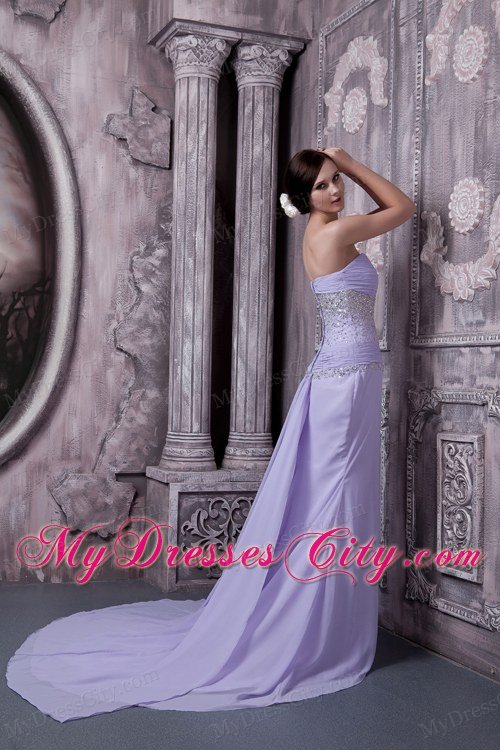 Lilac Beading Column Sweetheart Prom Dress for Celebrity