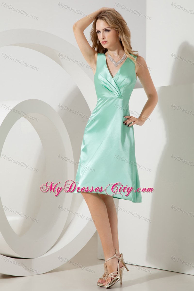 Apple Green Knee-length A-line V-neck Dresses For Bridesmaid 2013 on Sale