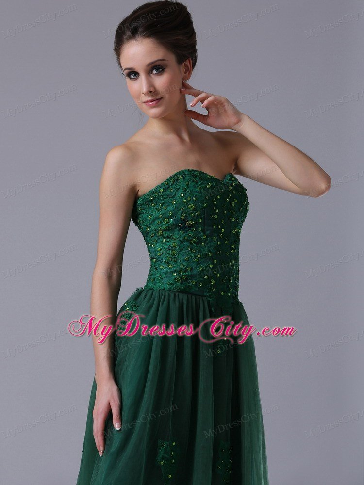Dark Green Sweetheart A-Line Homecoming Dress Beading Appliques