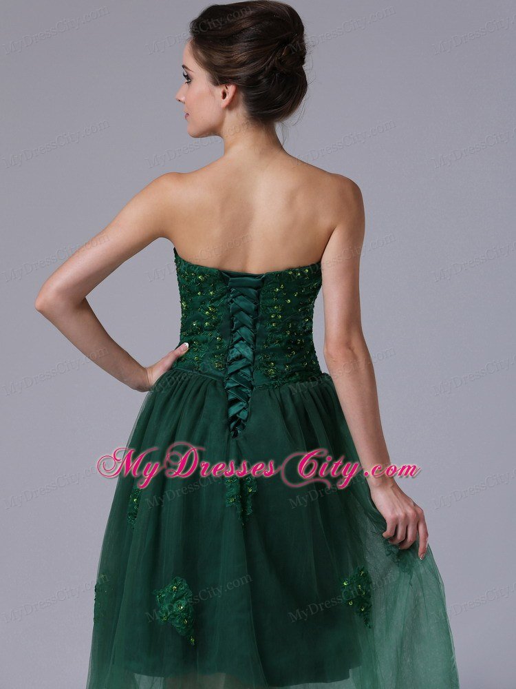 Dark Green Sweetheart A-Line Homecoming Dress Beading Appliques