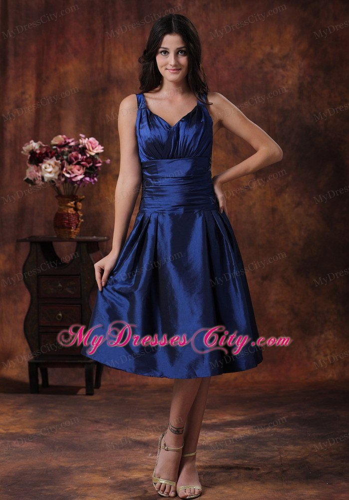 Ruched Royal Blue V-neck Maternity Bridesmaid Dress in Royal Blue
