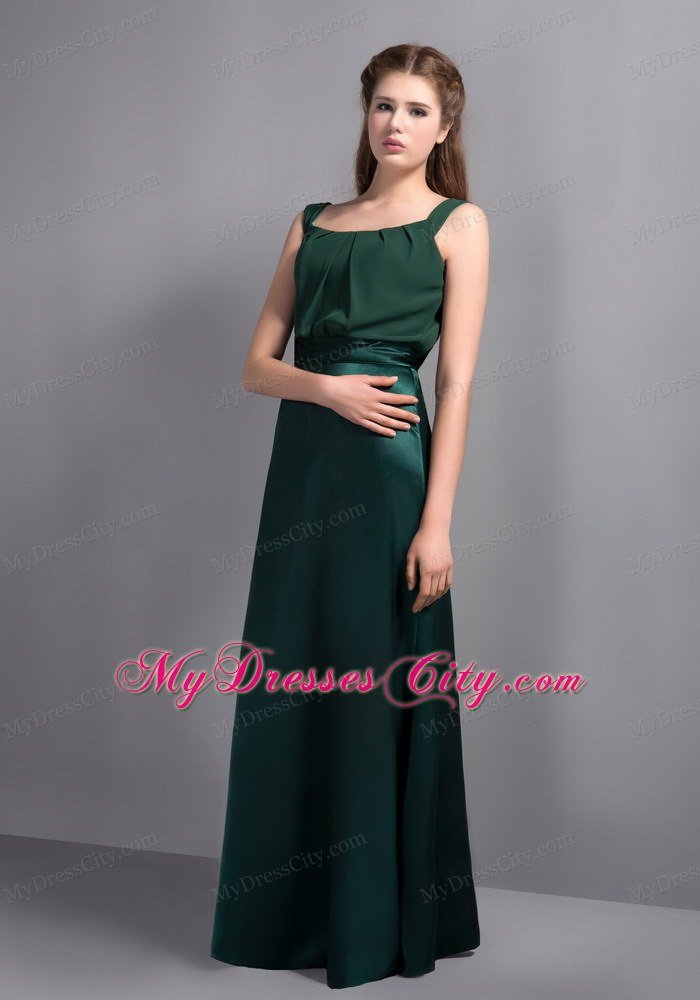 Dark Green Column 2013 Prom Party Dress with Square Taffeta