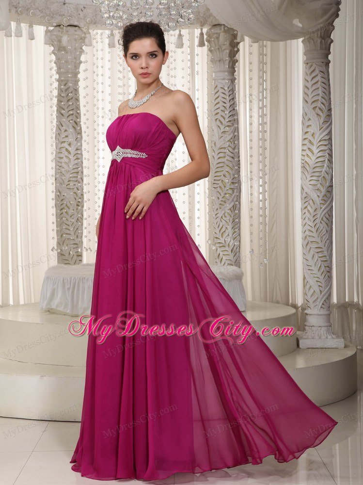 Popular Strapless Chiffon Beading Purple Prom Dress for Women
