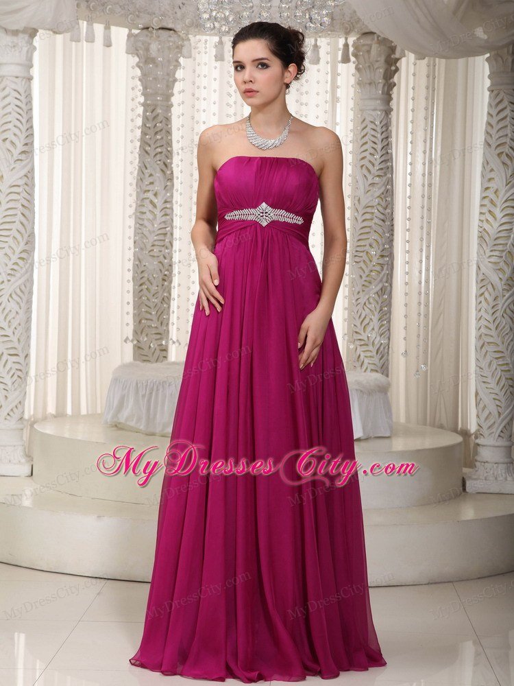 Popular Strapless Chiffon Beading Purple Prom Dress for Women