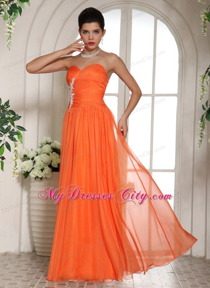 Exquisite Orange Red Sweetheart Appliques Prom Dress Online ...