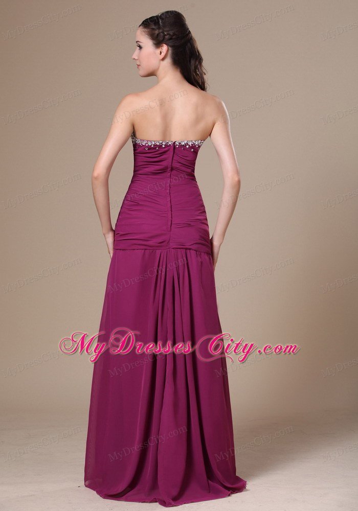 Column Purple Sweetheart Beading Chiffon 2013 Prom Dress
