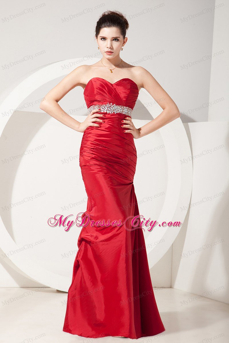 Mermaid Sweetheart Beading and Ruches Red Prom Dress 2013