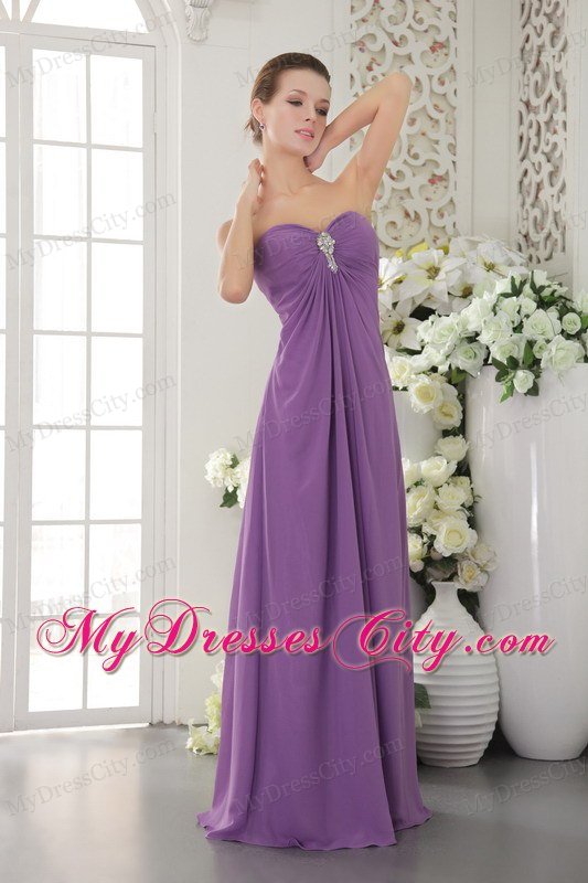 Empire Sweetheart Chiffon Beading Purple Prom Evening Dress
