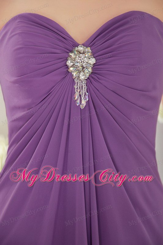 Empire Sweetheart Chiffon Beading Purple Prom Evening Dress