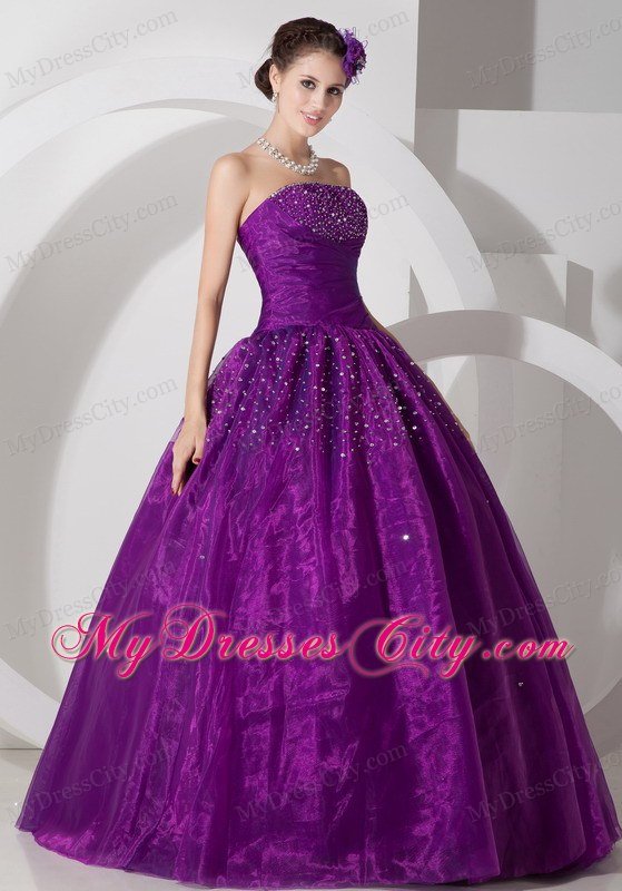 New Arrival Strapless Beaded Dark Purple Quinceanera Gowns For 2013